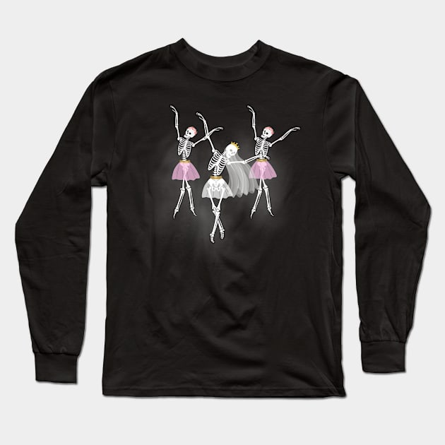 White Wedding Dancing Macabre Skeletons Long Sleeve T-Shirt by BesTees